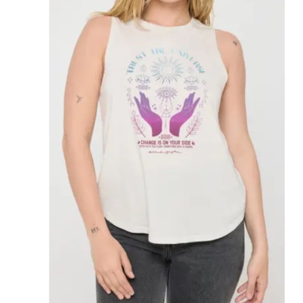 SPIRITUAL GANGSTER Spirit Of Jade Graphic Tank In White NWT Size M